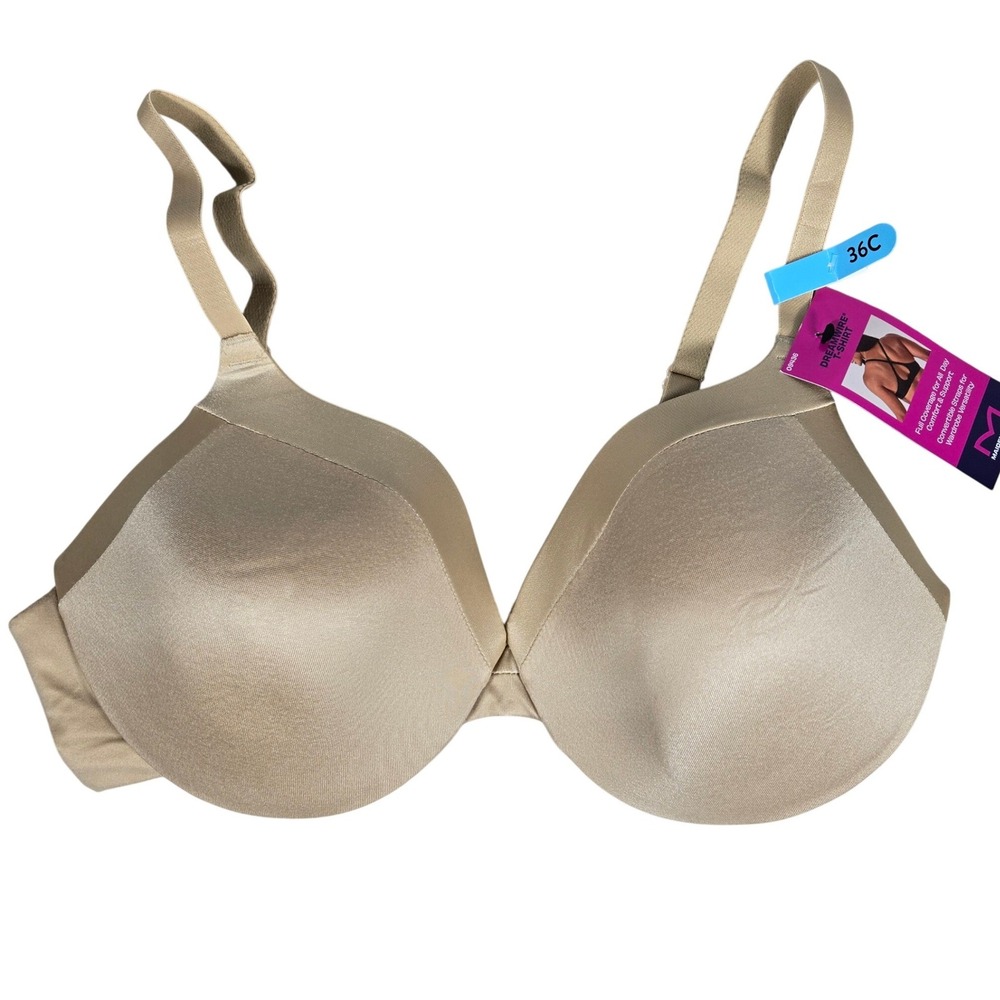 Maidenform Dreamwire T-Shirt Bra 36C Beige Full Coverage Convertible 09436 NWT